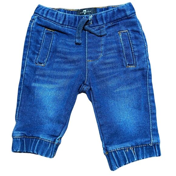 7 for All Mankind Blue Denim Joggers 0-3 mths - Picture 1 of 4